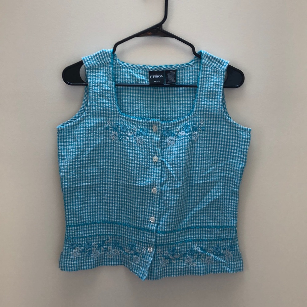 Vintage gingham embroidered top